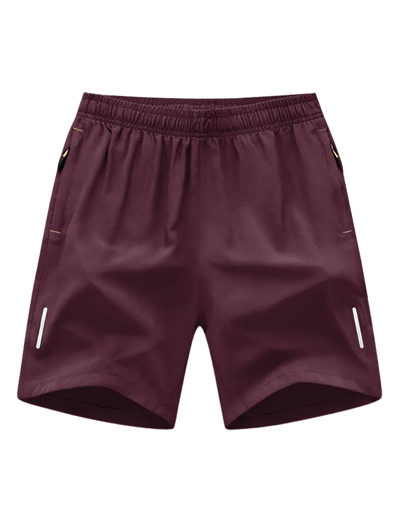 Men's Solid Color Zipper Pocket Shorts