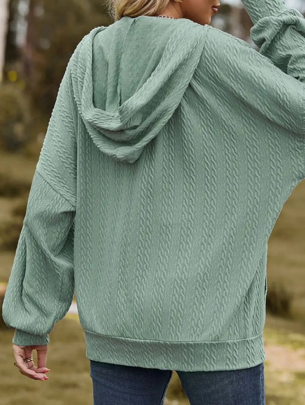 Pocket Long-Sleeved Loose Hooded Sweatshirt