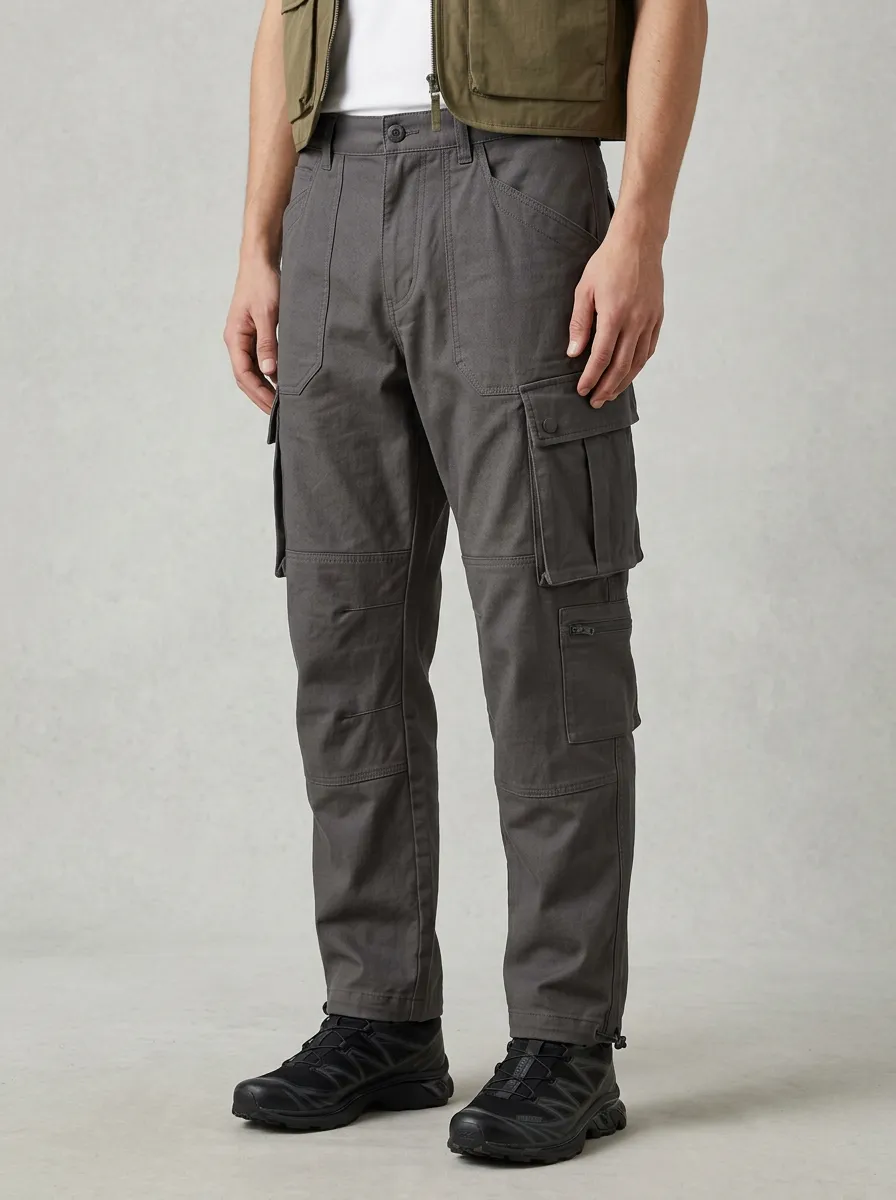Men's Tactical Outdoor Multi-Pocket Grey Cargo Pants