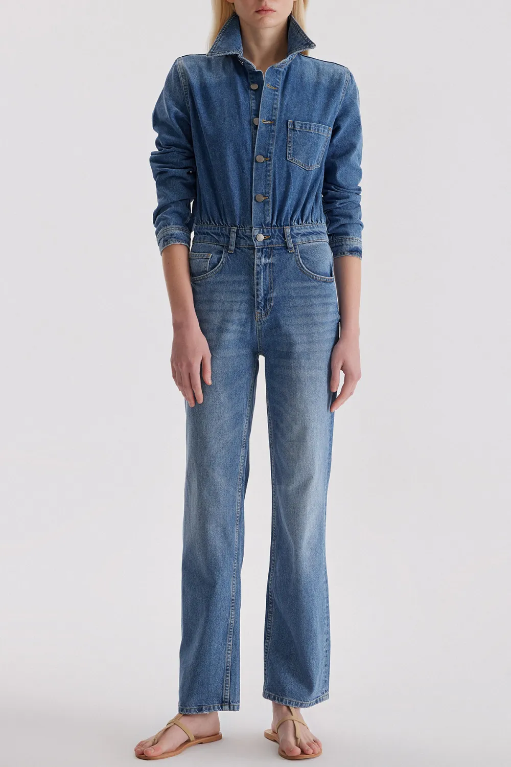 Casual Style Denim Jumpsuit