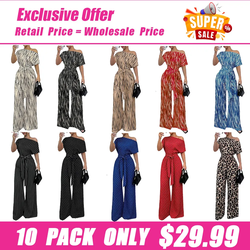 Women's printed tie-waist jumpsuit