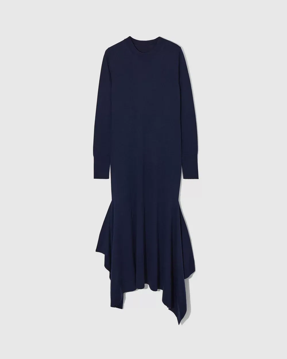 Navy Blue Wool Midi Dress