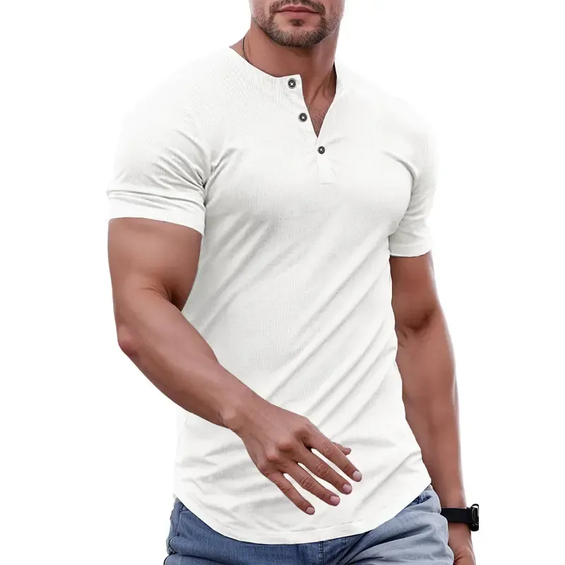 Men's Solid Color Slim Fit Longline T‑Shirt