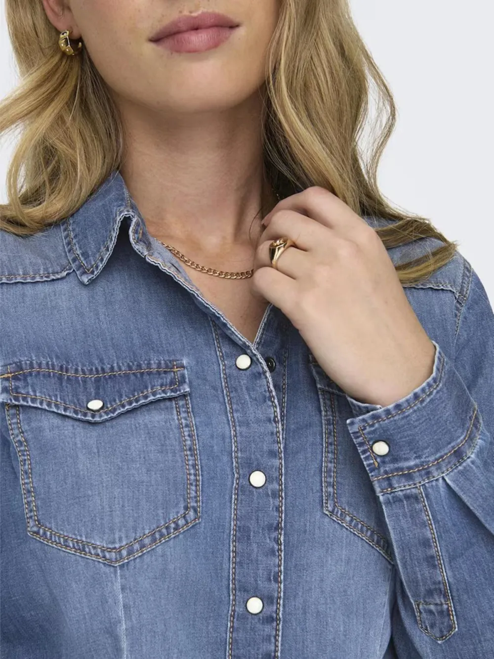 Breast Pocket Casual Style Blouse