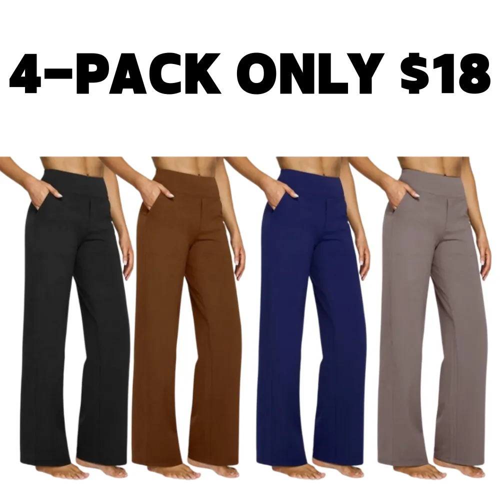 Loose High-Waist Business Casual Pants Yoga Pants Women Wide Leg Pants with Pockets Comfortable Athletic