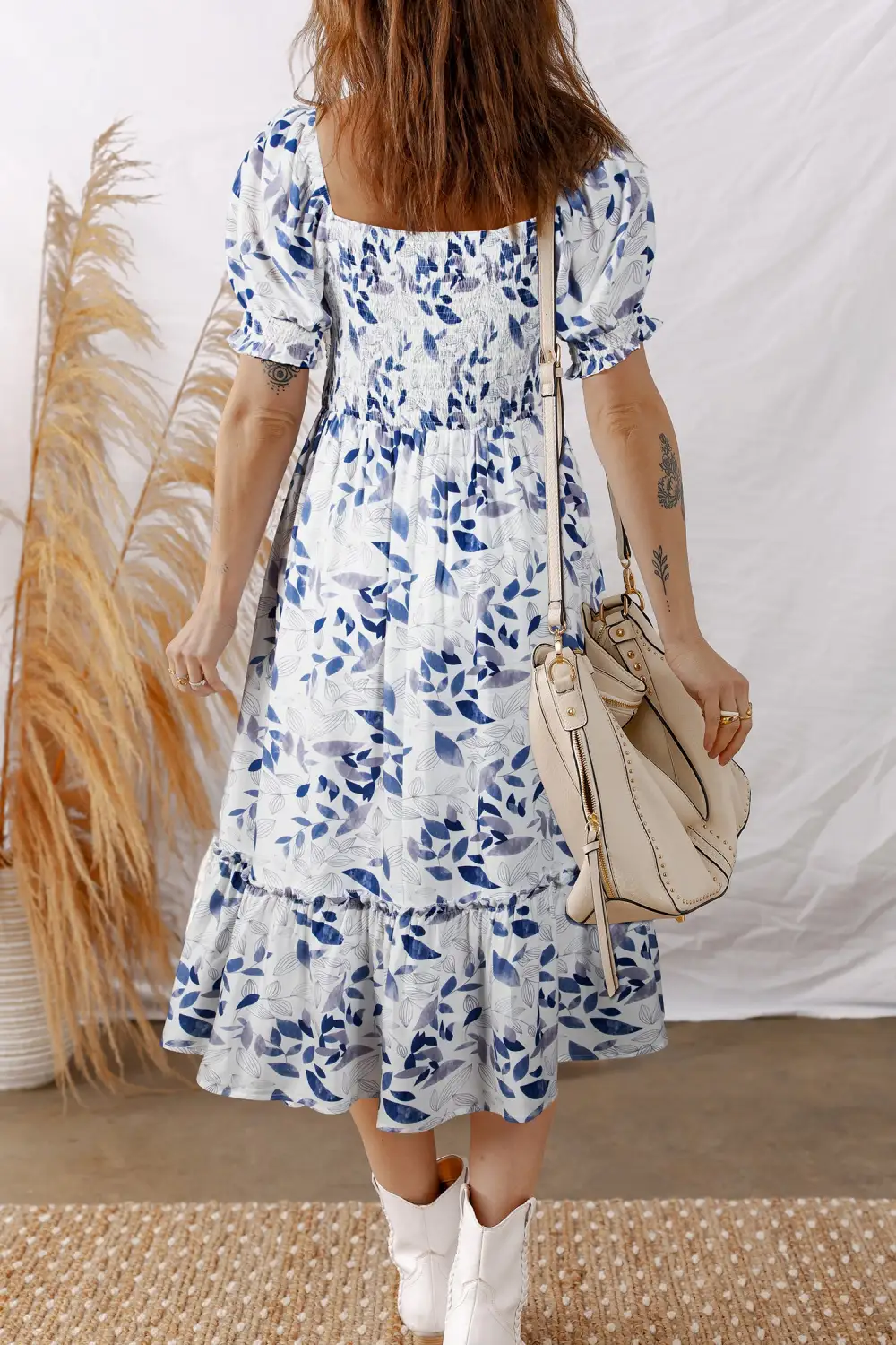 Floral Tiered Smocked Midi Dress