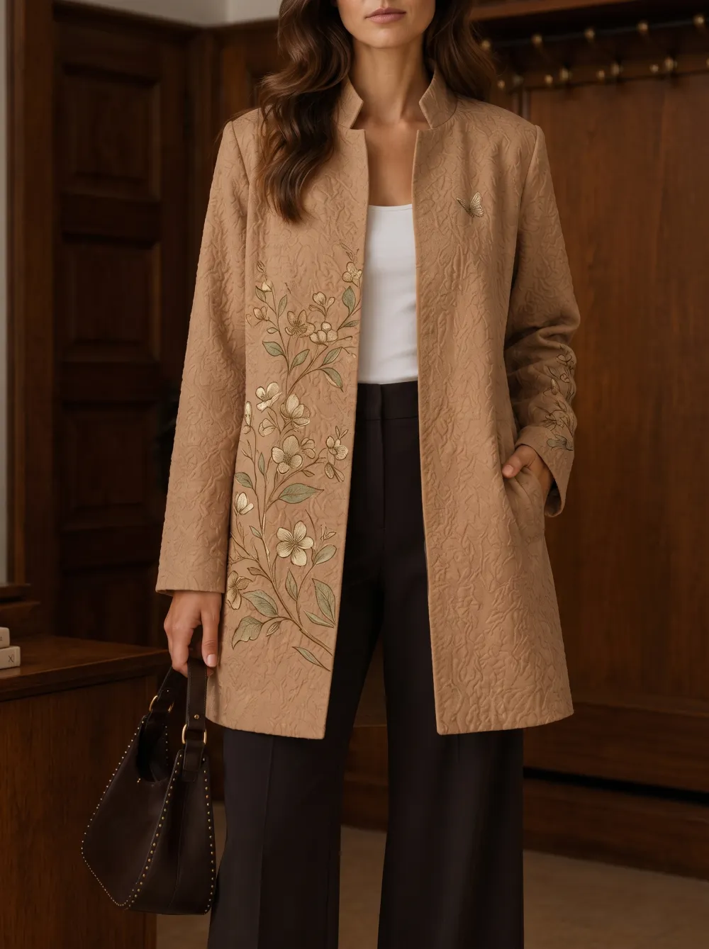Women's Floral Nature Lover Embroidered Printed Jacket