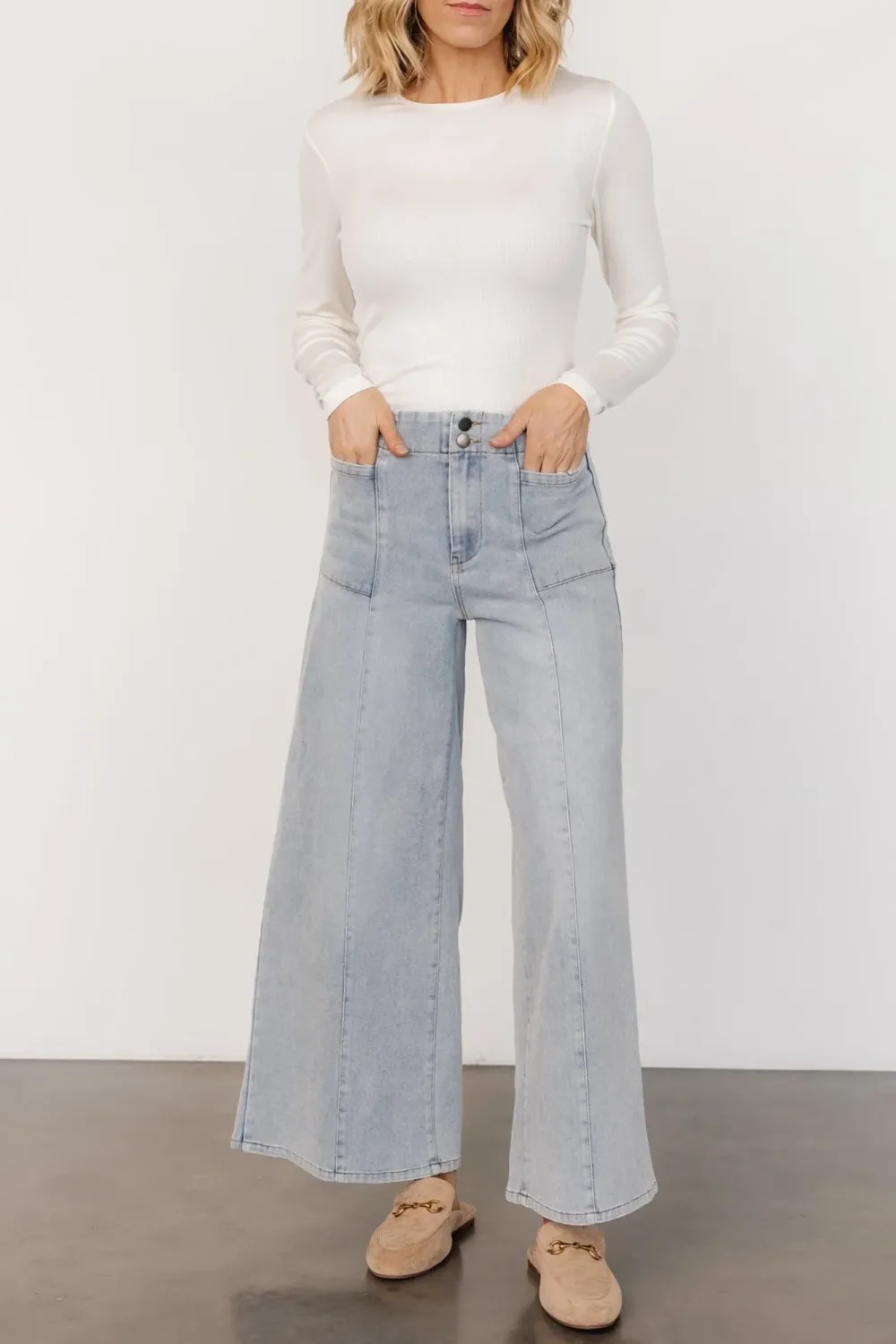 Classic Basic Retro Loose Denim Pants