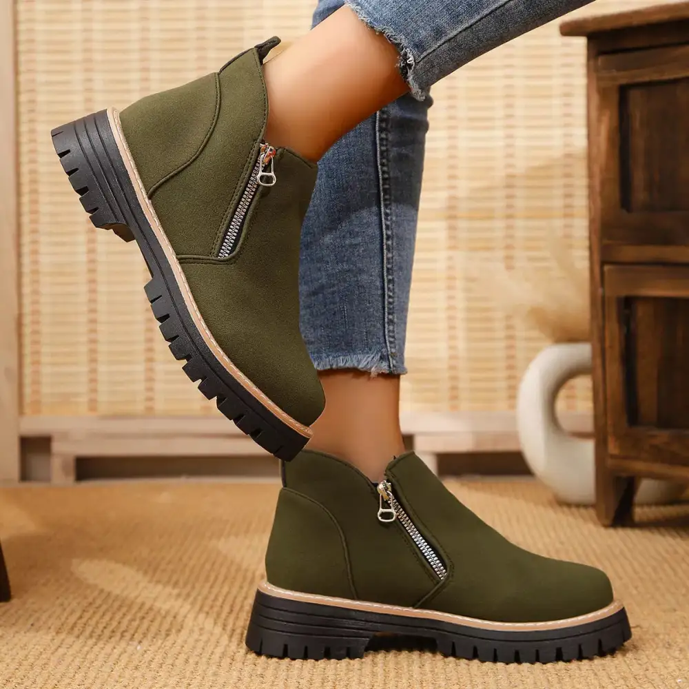 Ankle Boots with Zipper Accent