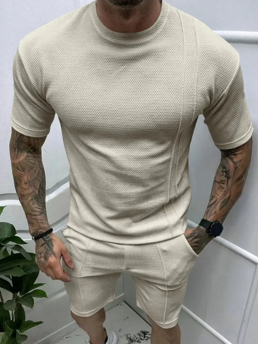 Round Neck Tee and Shorts Set