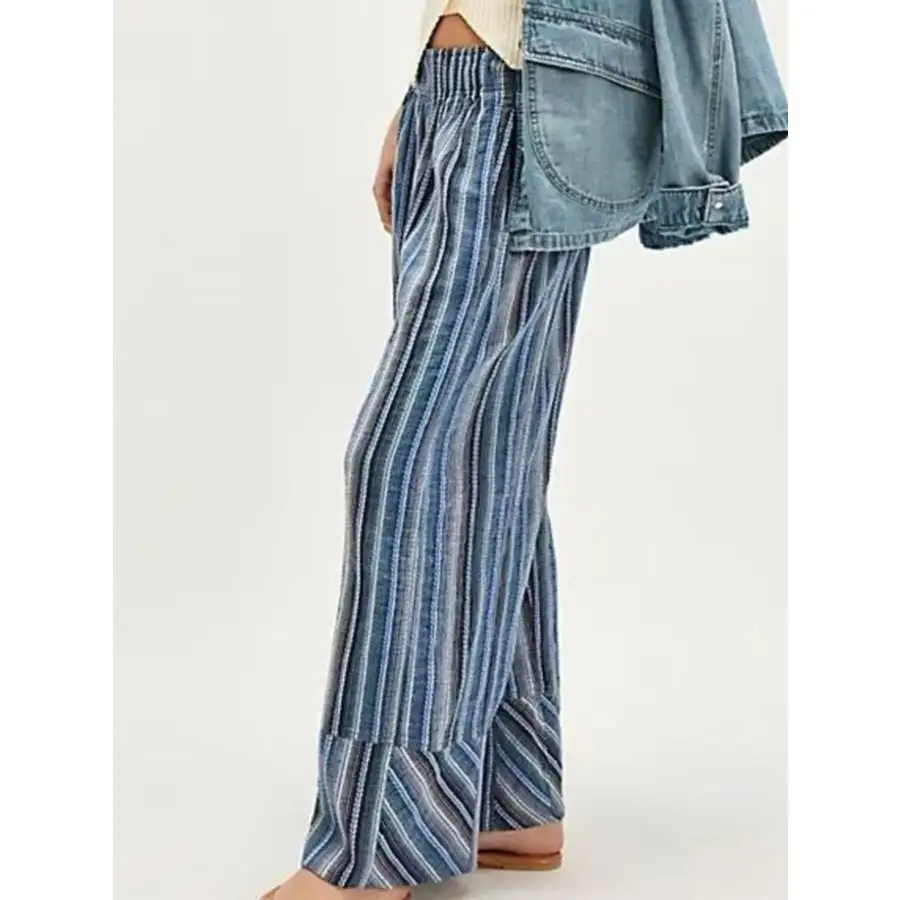 Casual Striped Wide Leg Pants