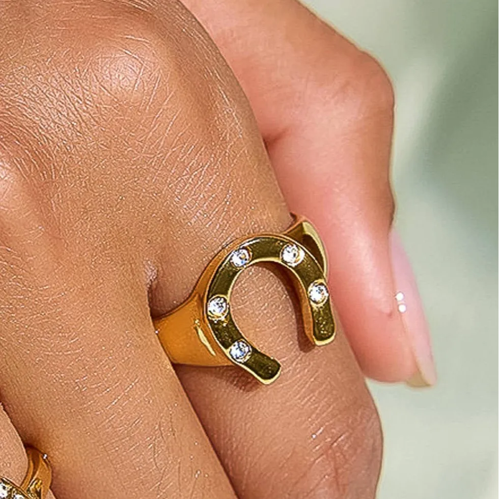 Horseshoe Charm Accent Ring