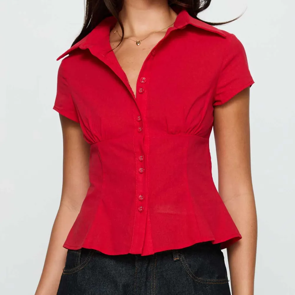 Comfort Fit Button Up Collared Blouse