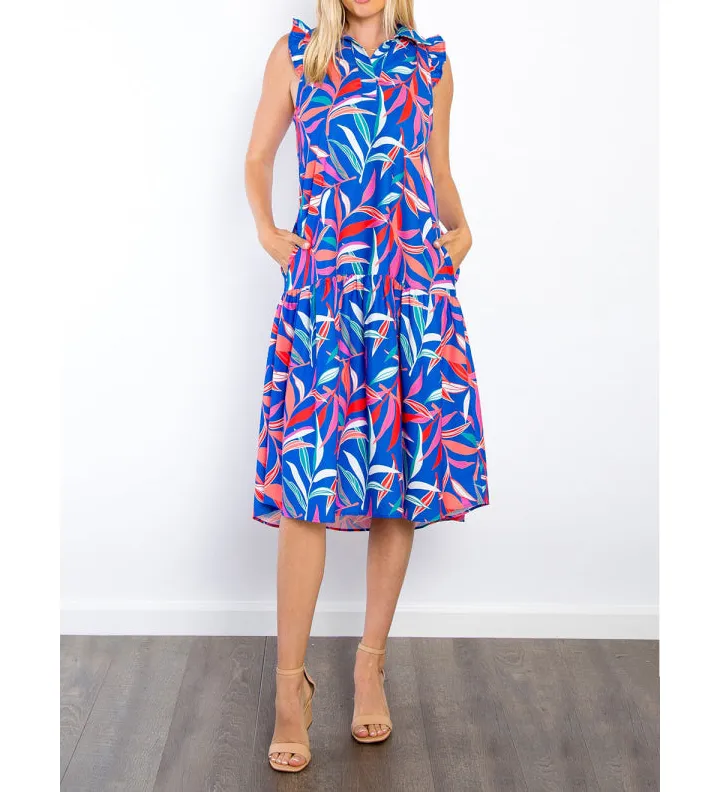 Ruffled Midi Dress with Pockets