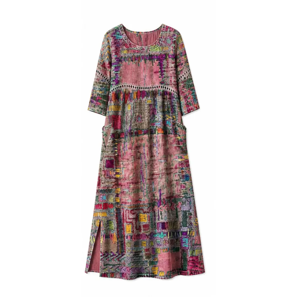 Painterly Patchwork Midi Dress