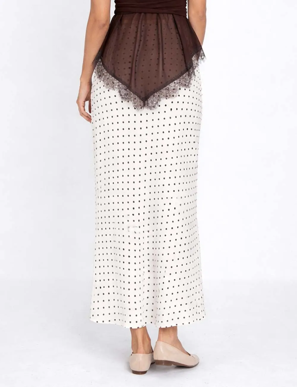 Chic Polka Dot Color Block Maxi Skirt