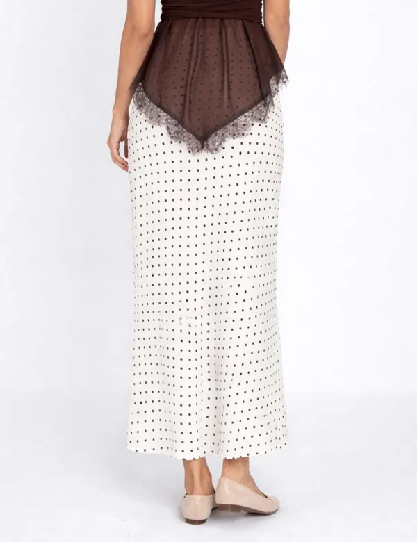 Chic Polka Dot Color Block Maxi Skirt