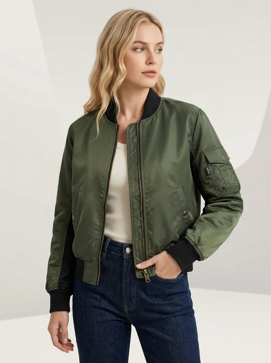 Quilted Zip-Front Women's Casual Jacket