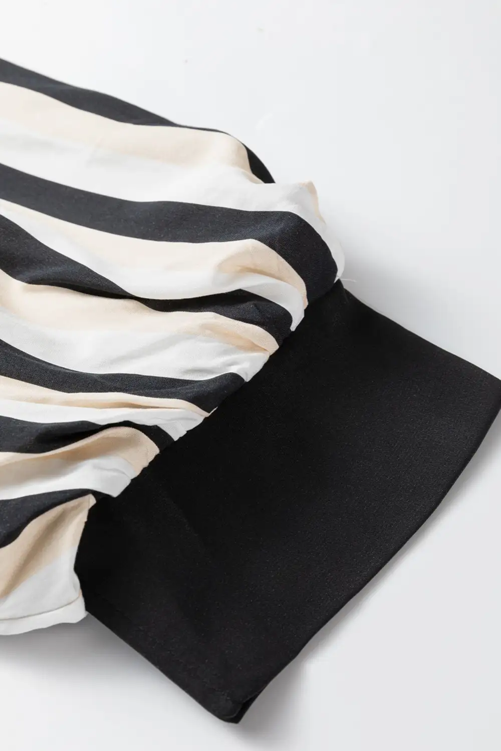 Striped Button Front Puff Sleeve Midi Dress