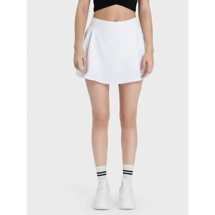 Pleated Detail Mid-rise Waist Active Skirt