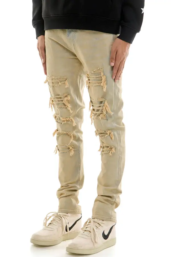 Men's Urban Skinny Distressed Raw Hem Jeans