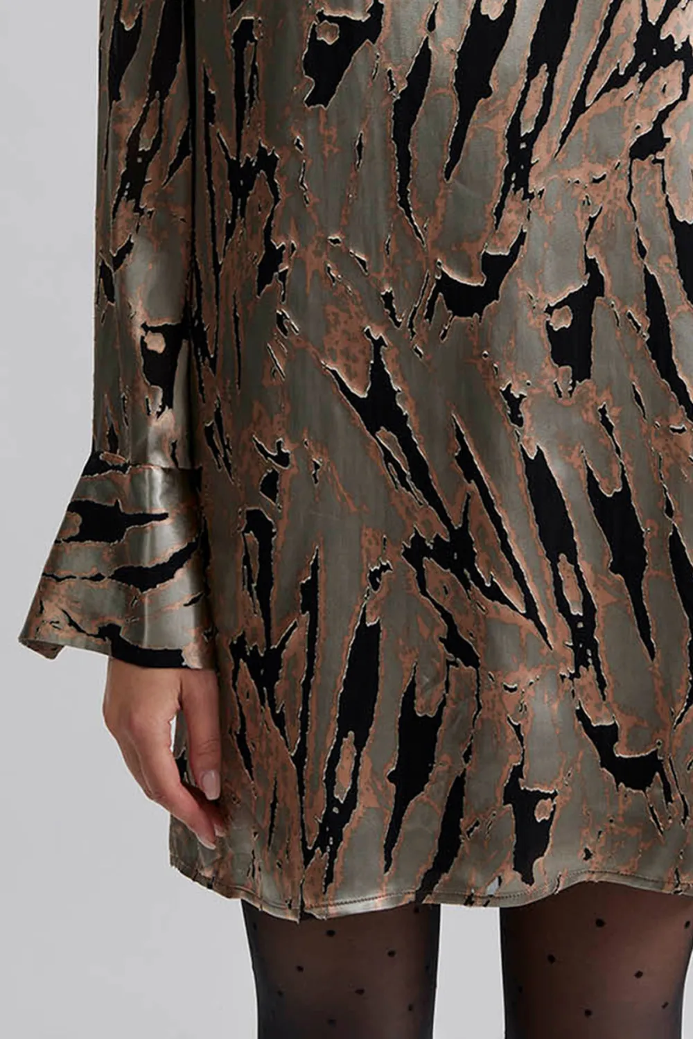 Abstract Print Silk Blend Mini Dress