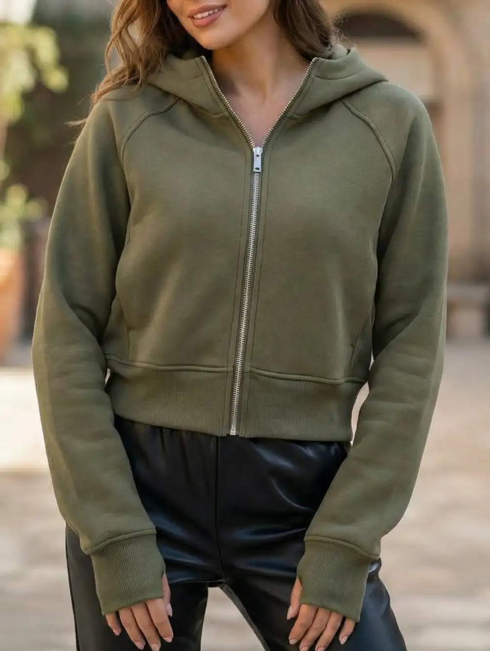 Hooded Short Fleece Sweatshirt Shorts