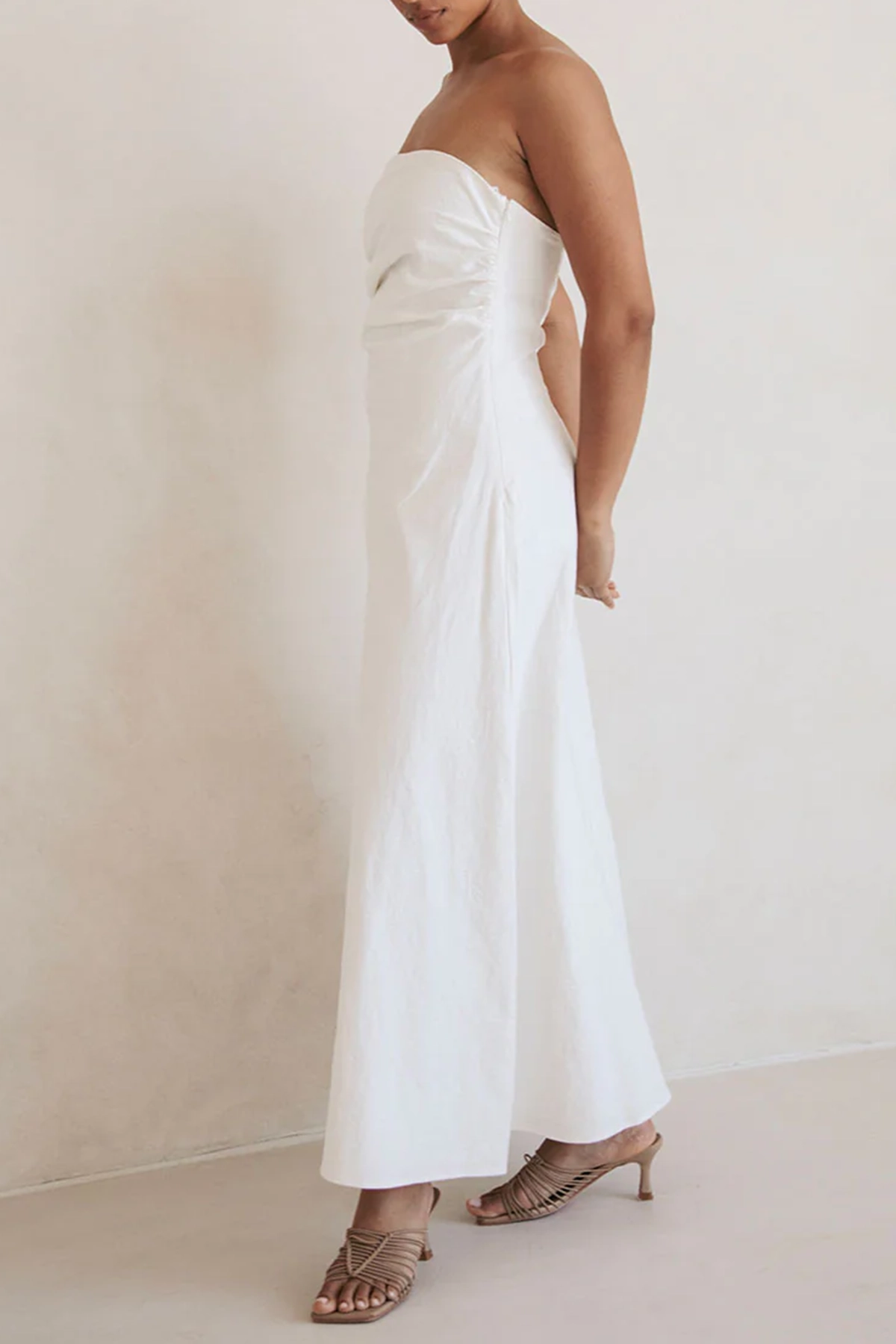 Strapless Wrap Style Midi Dress