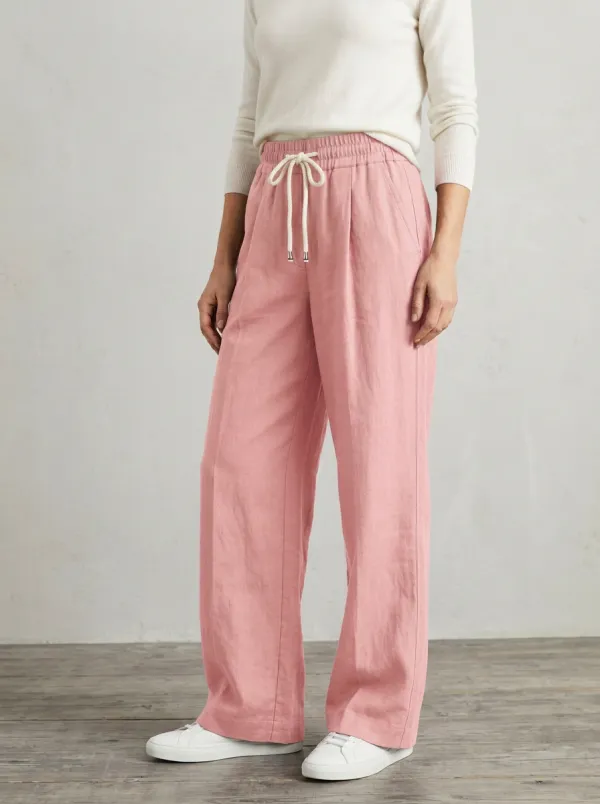 Women's Linen Blend Linen Inspired Adjustable Drawstring Waist Pants
