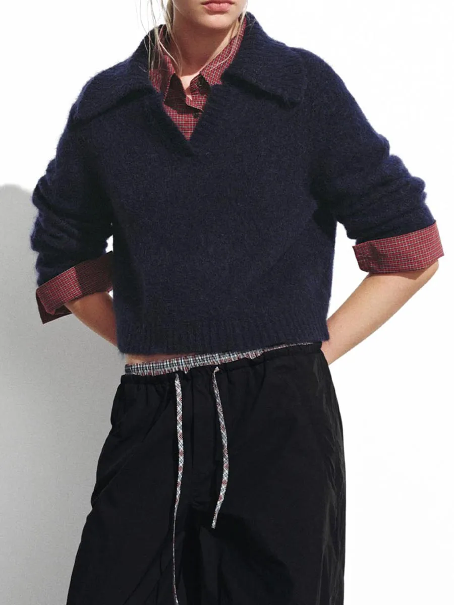 A Solid V-Neck Casual Sweater For Ladies