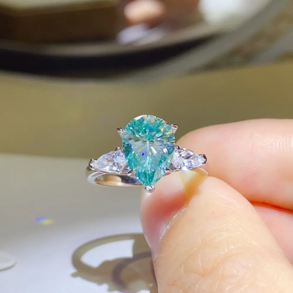 Platinum-Plated Sterling Moissanite Ring