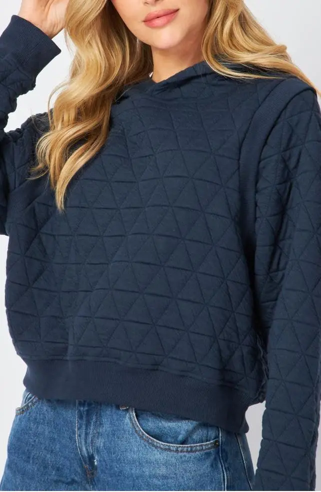 Navy Quilted Hoodie