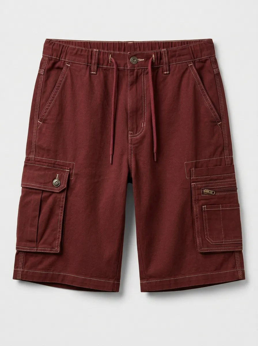 Men's Casual Outdoor Khaki Multi-Pocket Cargo Shorts