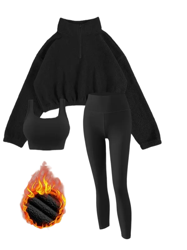 Women's Solid Thermal Lined Tracksuit Set