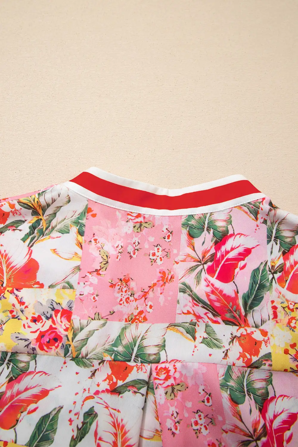 Floral Patchwork V Neck Mini Dress