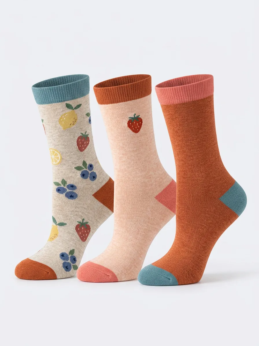 Classic Fruit Women's Three-Pair Crew Socks
