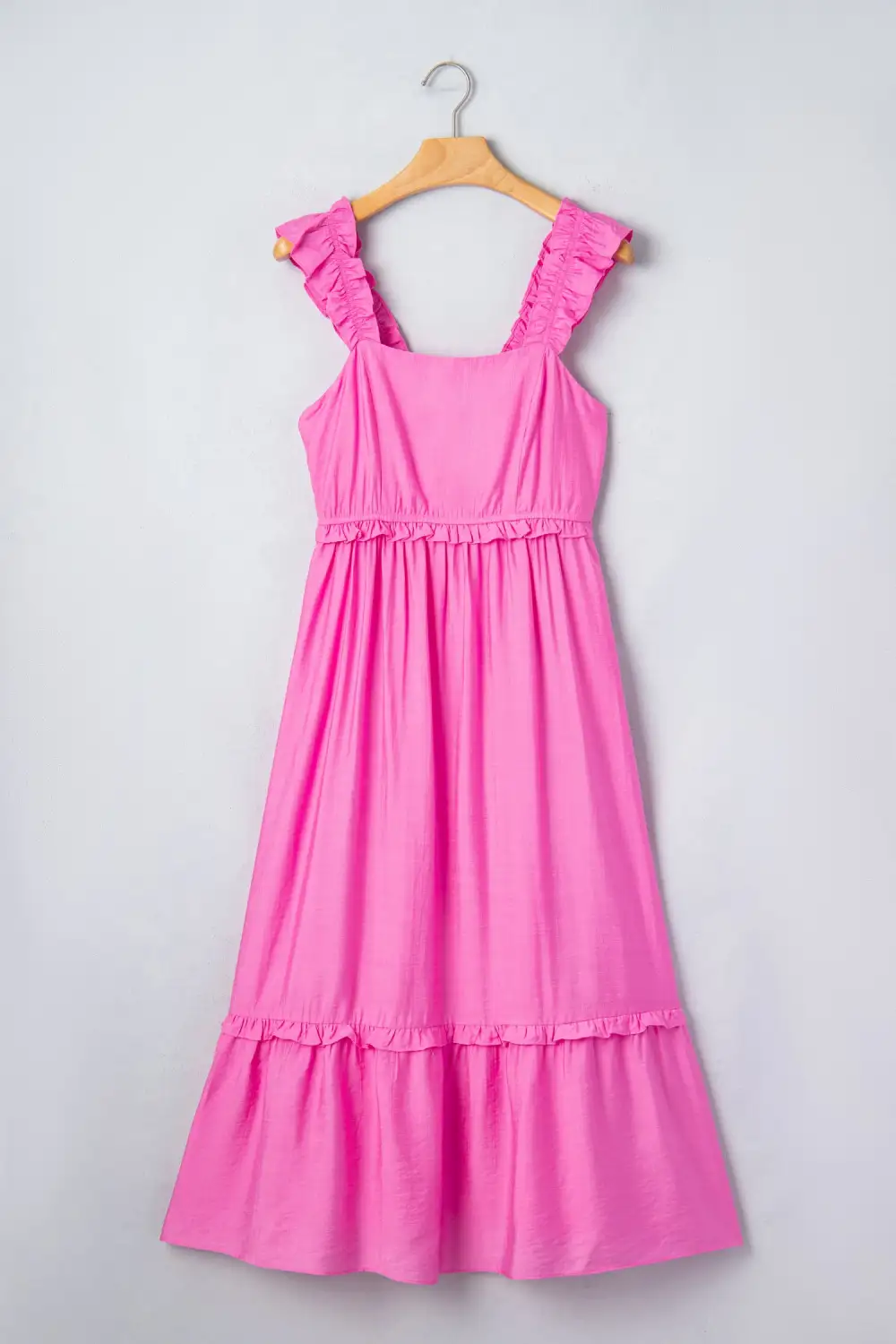 Clean Line Ruffle Sleeveless High Waist Maxi Dress
