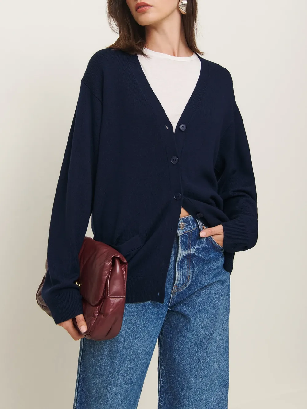 Patch Pocket Open Front Cardigan