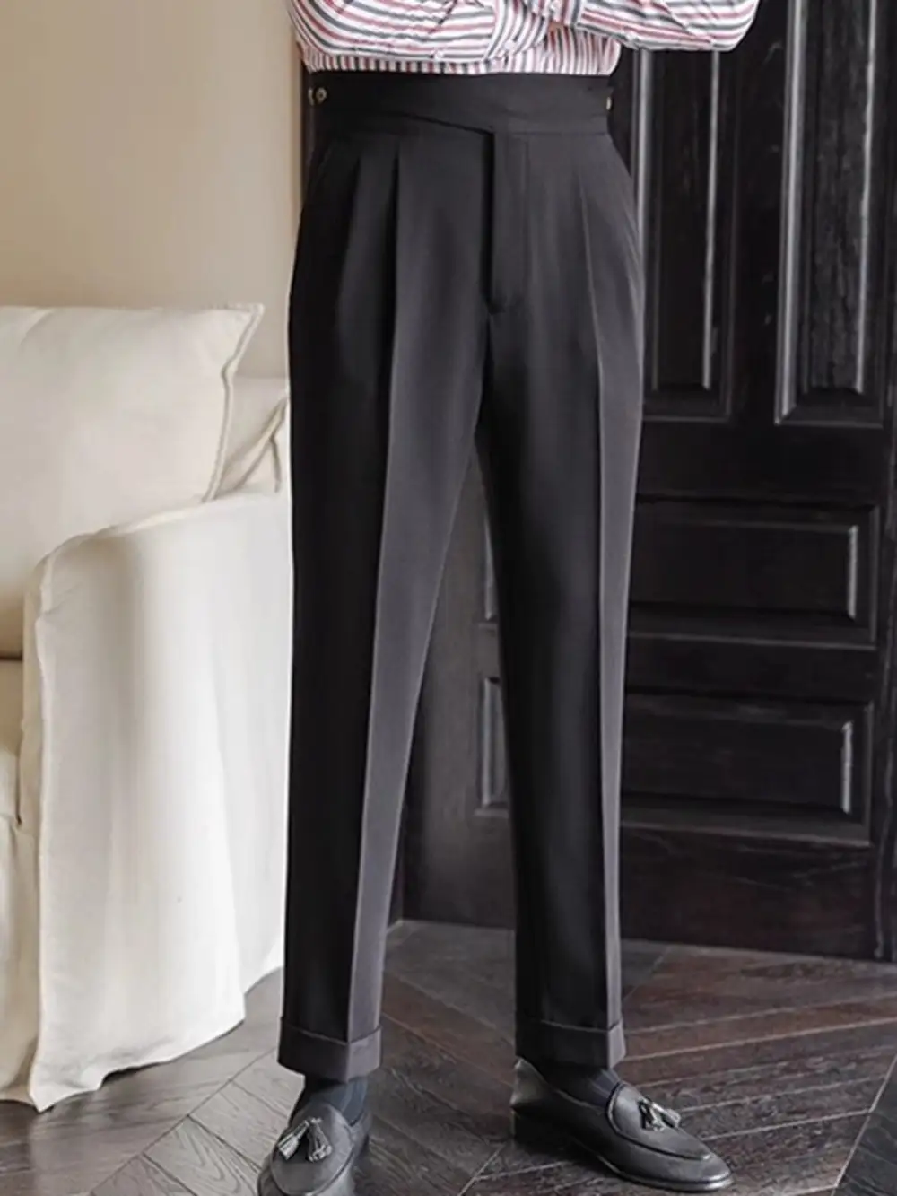 Men's Pleated Wide Leg Dress Pants