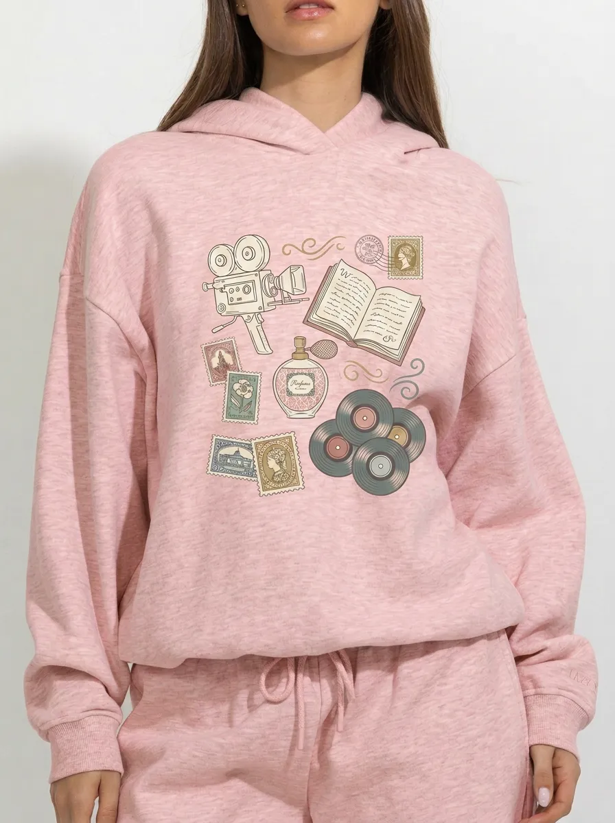 Women's Vintage Aesthetic Retro Items Printed Hoodie