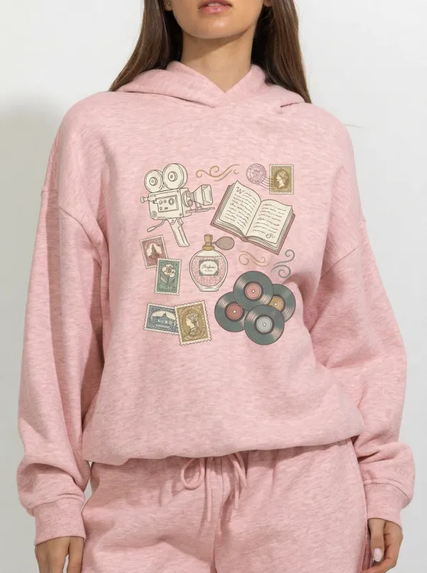 Women's Vintage Aesthetic Retro Items Printed Hoodie