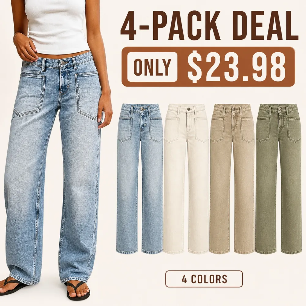 Women's Wash Mid Waist Straight Leg Jeans Without Belt