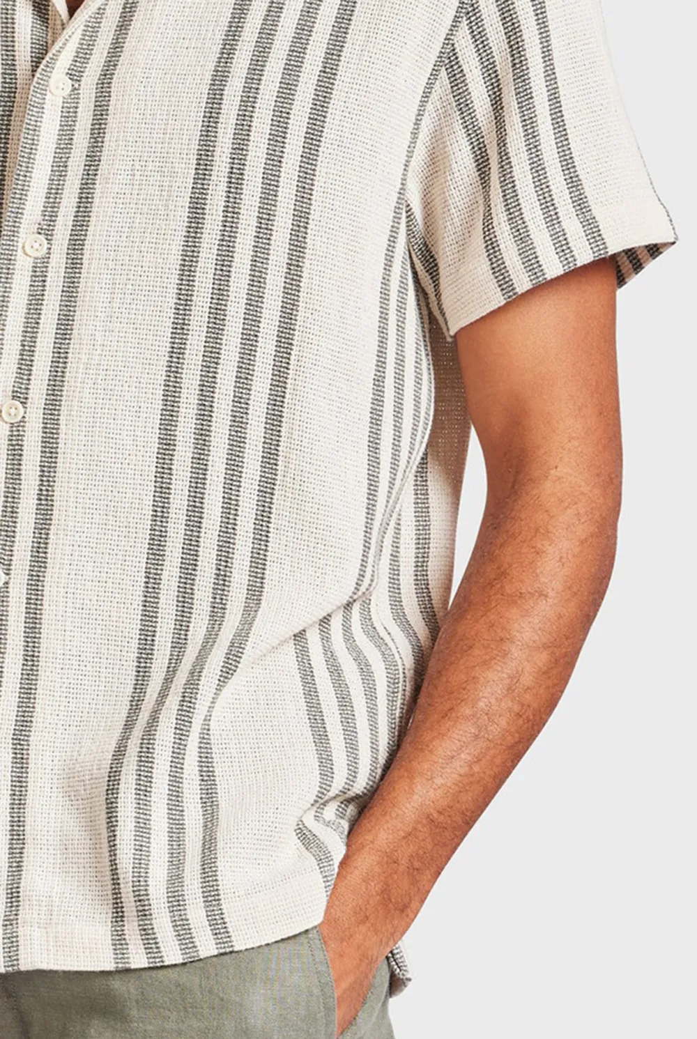Striped Linen Short Sleeve Shirt-Seasponge