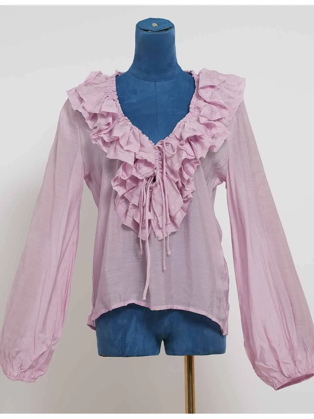 Boho Tiered Ruffle V Neck Front Blouse