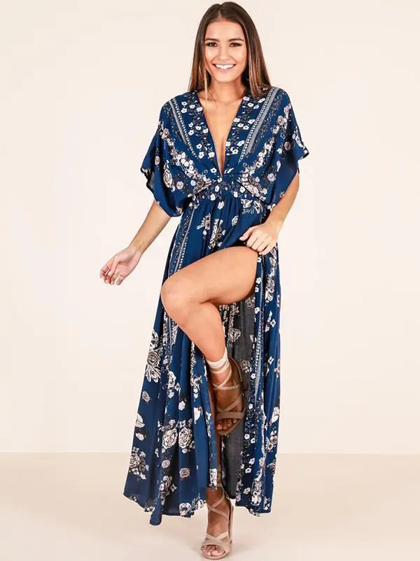 Bohemia Printed Split-side Maxi Dresses