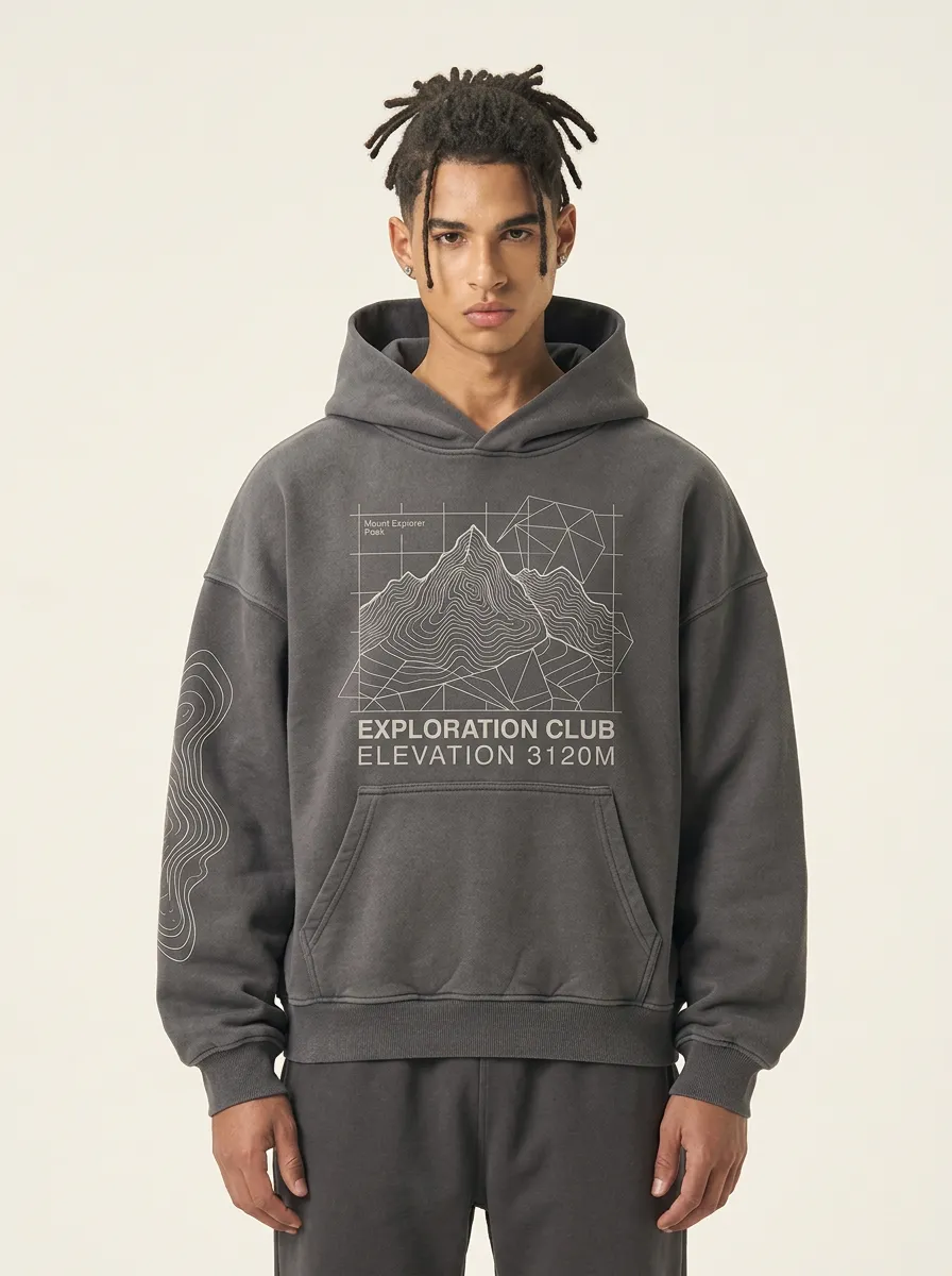Men's Mountain Explorer Topographic Graphic Hoodie