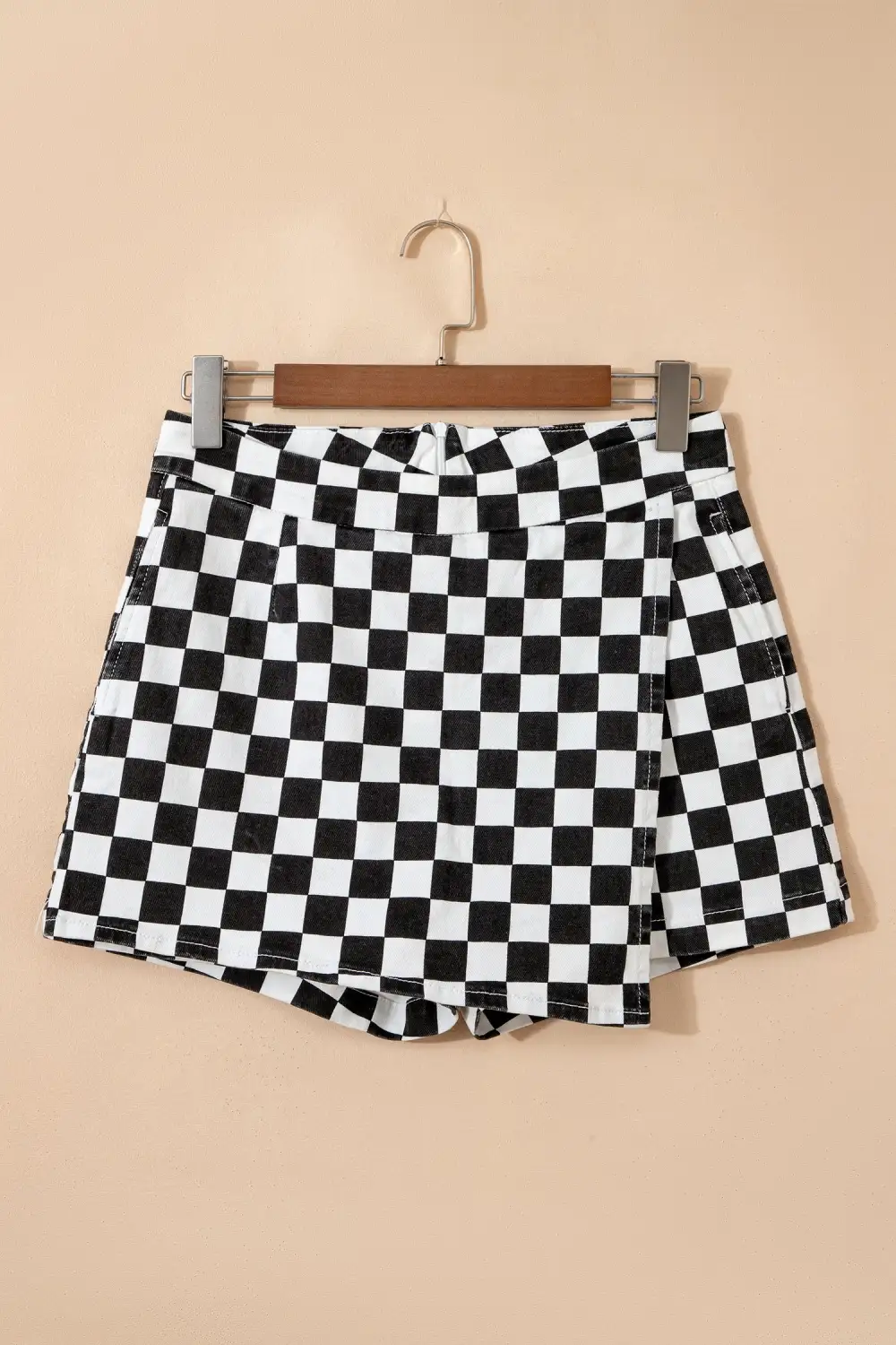 High Waist Plaid Pattern Printed Shorts