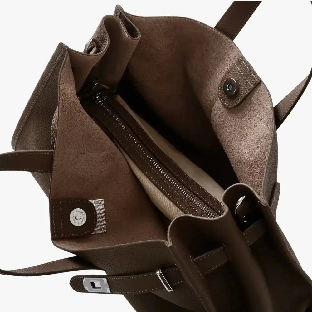 Open Top Soft Grain Shoulder Bag