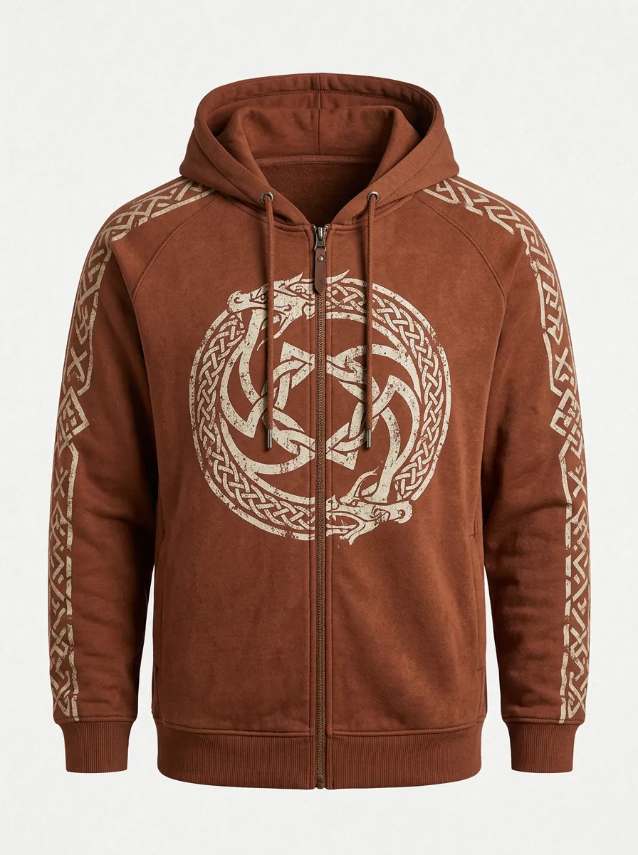 Men's Dragon Full-Zip Knotwork Hoodie