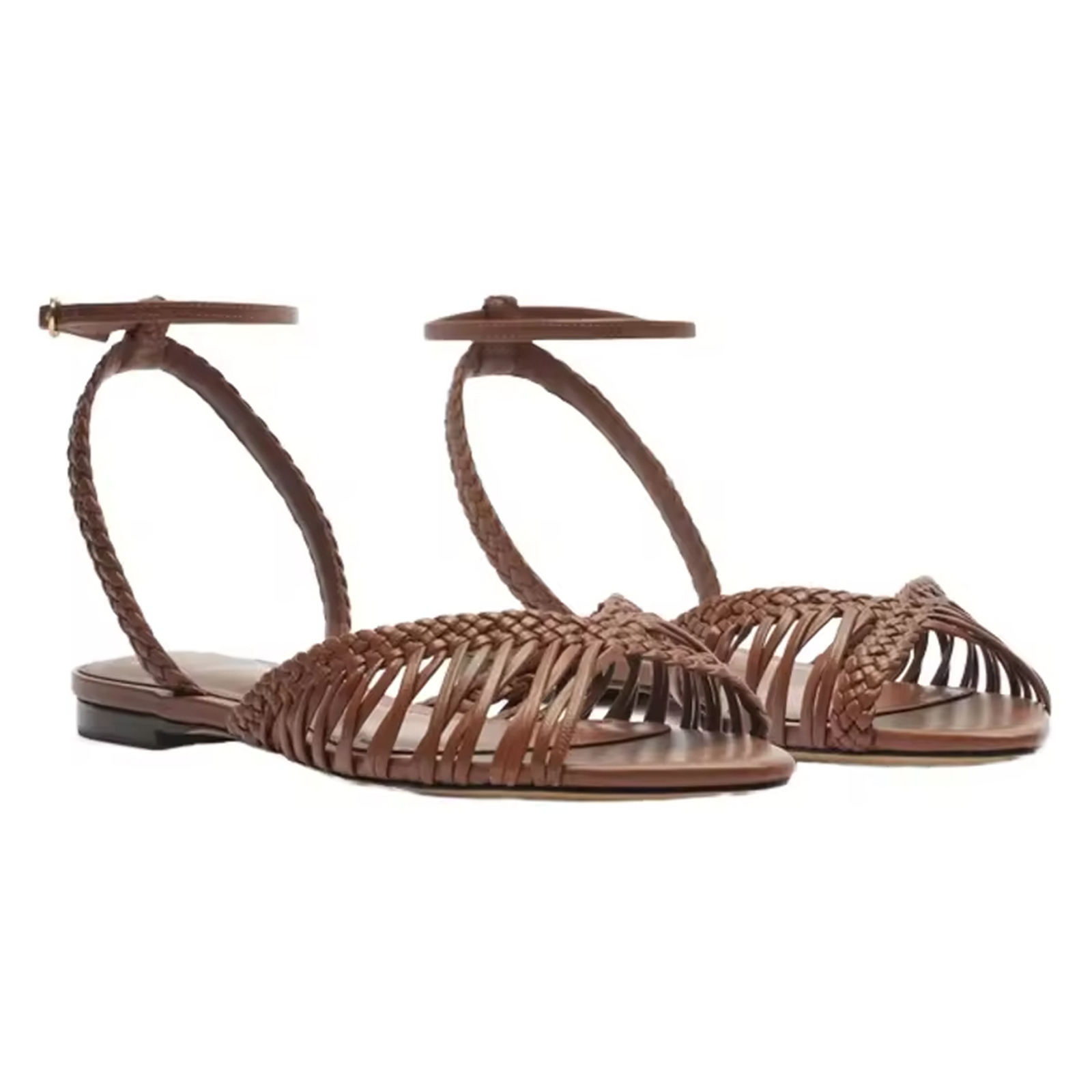 Elara PU Woven Pointed Flat Sandals